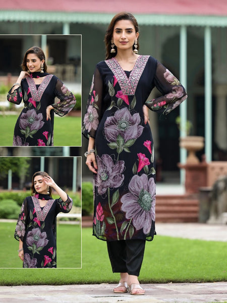 Georgette Kurta and Pant & Dupatta Set – by QueenVastra