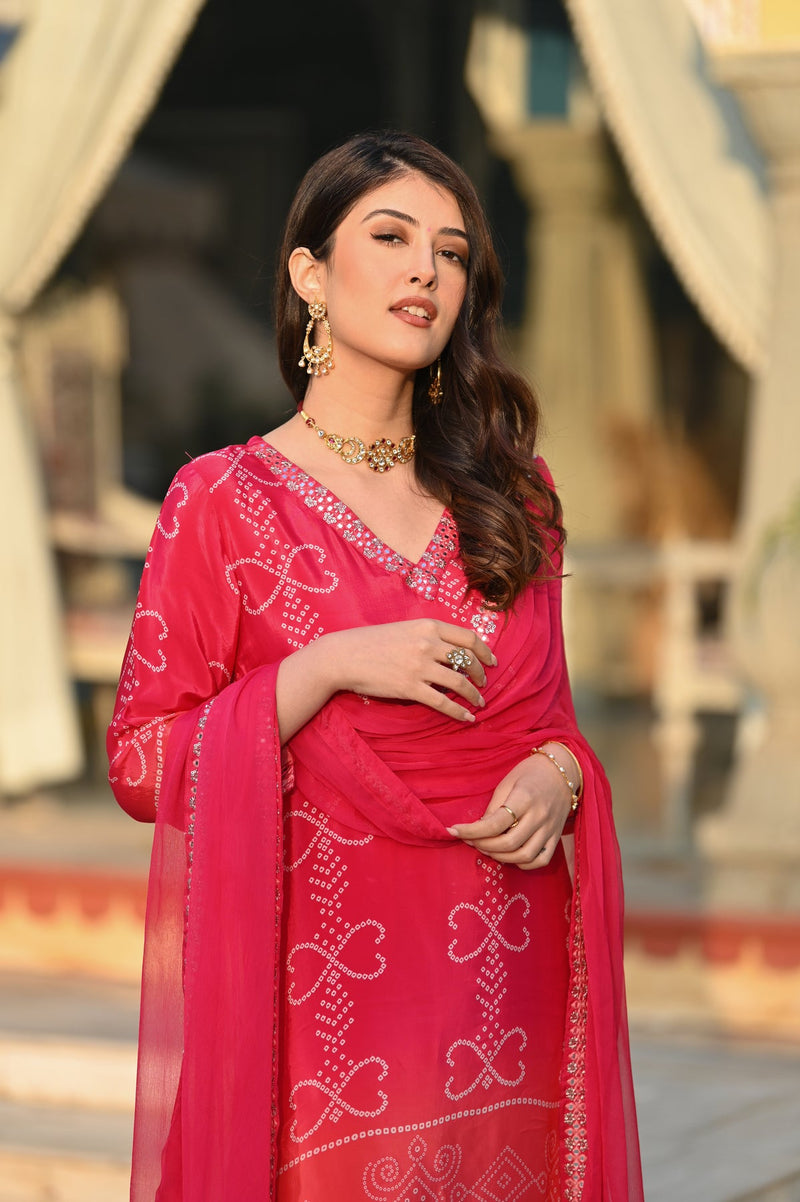 Ethereal Elegance – Silk Kurta Set with Attached Dupatta– by QueenVastra