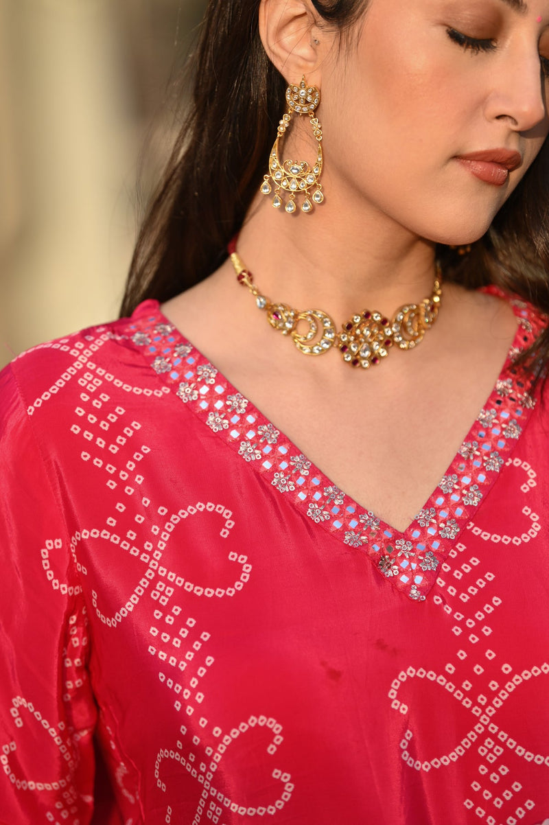 Ethereal Elegance – Silk Kurta Set with Attached Dupatta– by QueenVastra