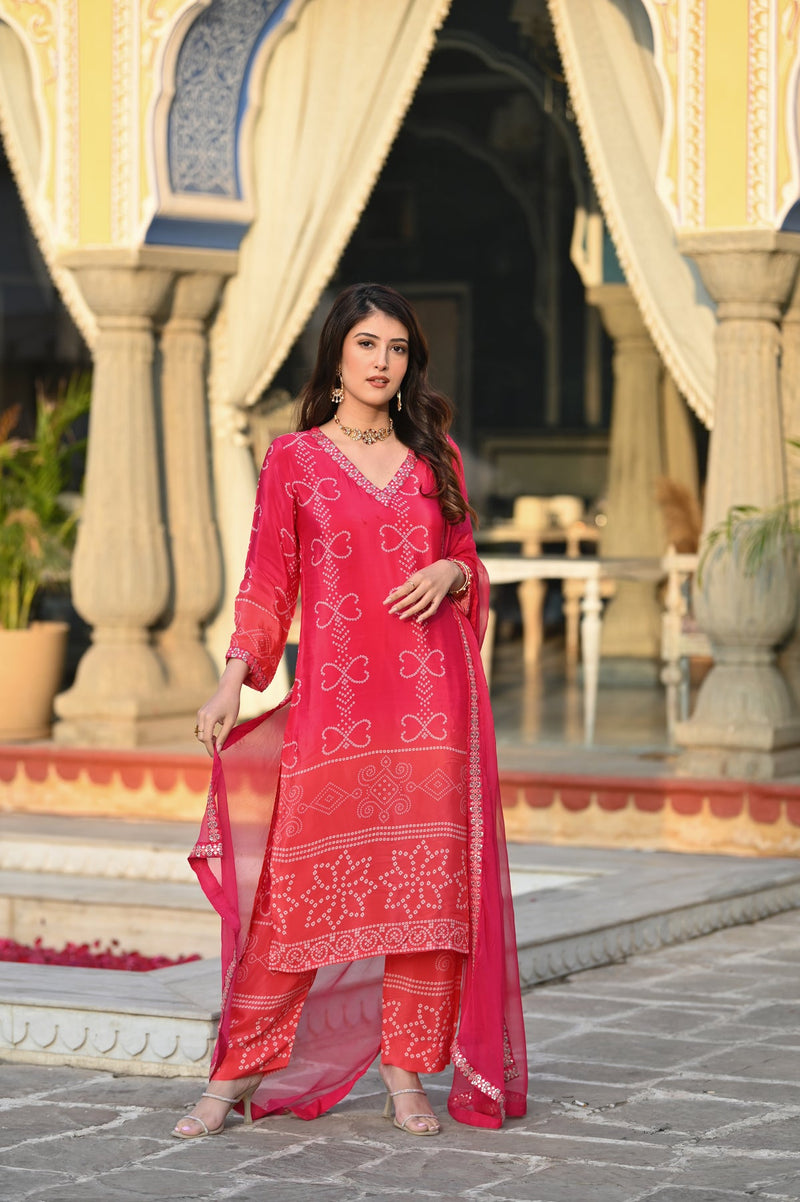 Ethereal Elegance – Silk Kurta Set with Attached Dupatta– by QueenVastra