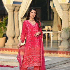 Ethereal Elegance – Silk Kurta Set with Attached Dupatta– by QueenVastra