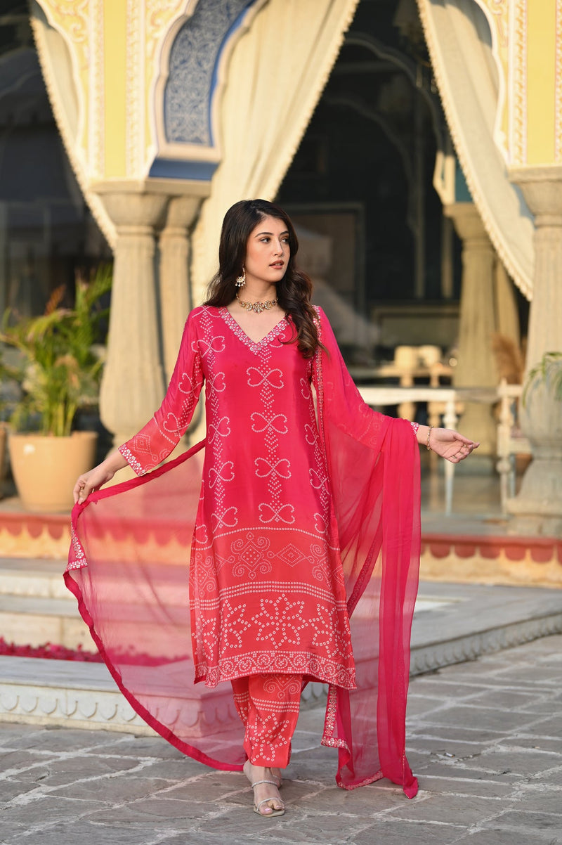 Ethereal Elegance – Silk Kurta Set with Attached Dupatta– by QueenVastra