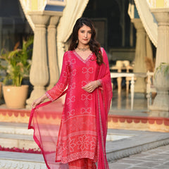 Ethereal Elegance – Silk Kurta Set with Attached Dupatta– by QueenVastra