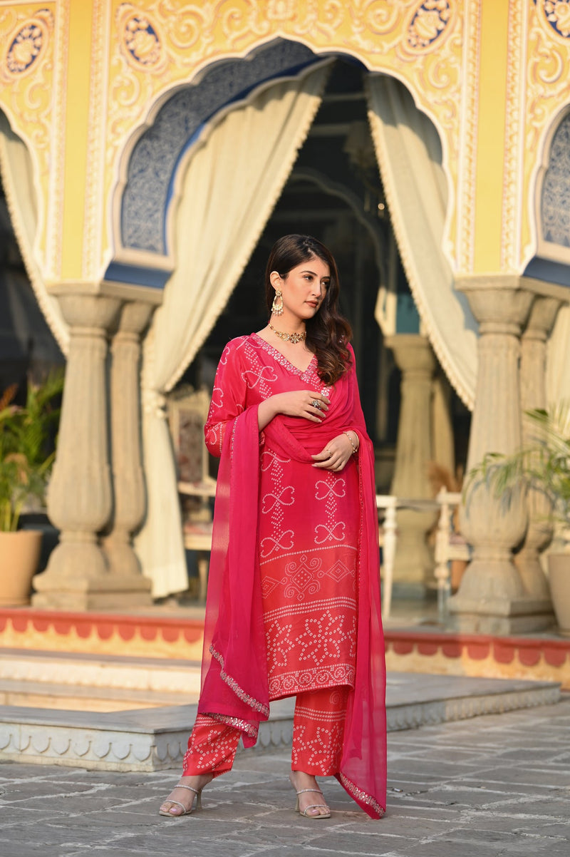 Ethereal Elegance – Silk Kurta Set with Attached Dupatta– by QueenVastra