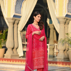 Ethereal Elegance – Silk Kurta Set with Attached Dupatta– by QueenVastra