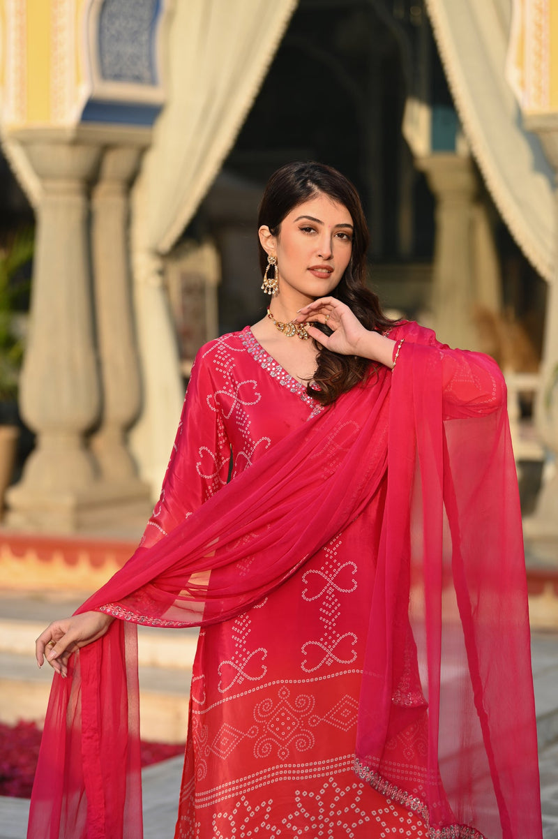 Ethereal Elegance – Silk Kurta Set with Attached Dupatta– by QueenVastra