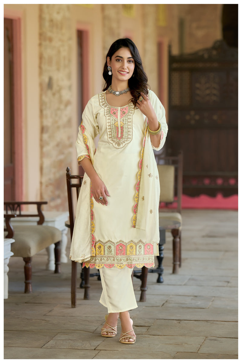 The QueenVastra Experience: Soft Chinnon Silk Kurti Set– by QueenVastra