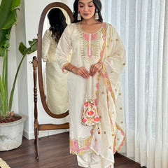The QueenVastra Experience: Soft Chinnon Silk Kurti Set– by QueenVastra
