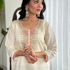 The QueenVastra Experience: Soft Chinnon Silk Kurti Set– by QueenVastra