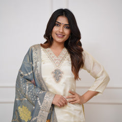 Embroidered Chanderi Silk Kurta Set – Pure Elegance in Every Thread– by QueenVastra