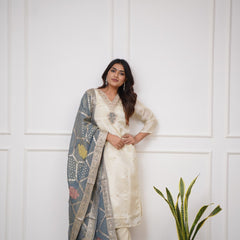 Embroidered Chanderi Silk Kurta Set – Pure Elegance in Every Thread– by QueenVastra