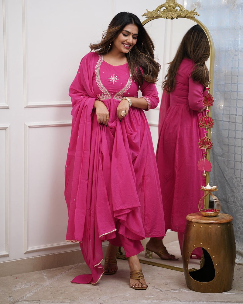 QueenVastra Embroidered Anarkali Set – Where Elegance Meets Ease