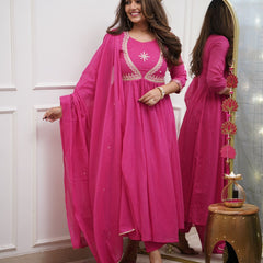 QueenVastra Embroidered Anarkali Set – Where Elegance Meets Ease