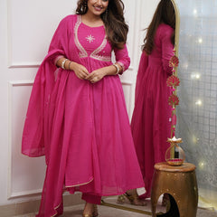 QueenVastra Embroidered Anarkali Set – Where Elegance Meets Ease