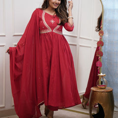 QueenVastra Embroidered Anarkali Set – Where Elegance Meets Ease