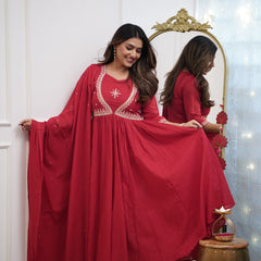 QueenVastra Embroidered Anarkali Set – Where Elegance Meets Ease