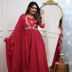 QueenVastra Embroidered Anarkali Set – Where Elegance Meets Ease