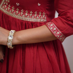 QueenVastra Embroidered Anarkali Set – Where Elegance Meets Ease