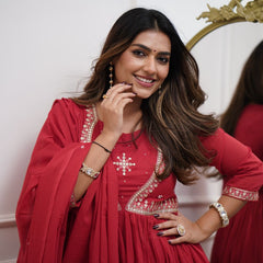 QueenVastra Embroidered Anarkali Set – Where Elegance Meets Ease