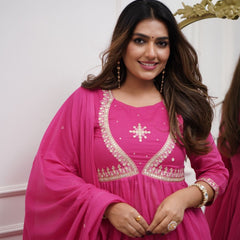 QueenVastra Embroidered Anarkali Set – Where Elegance Meets Ease