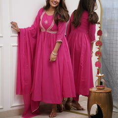 QueenVastra Embroidered Anarkali Set – Where Elegance Meets Ease