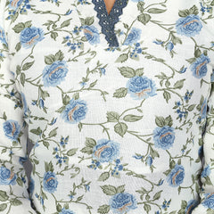 Floral Cotton Kurta Set with Lace Detail & Printed Dupatta– by QueenVastra