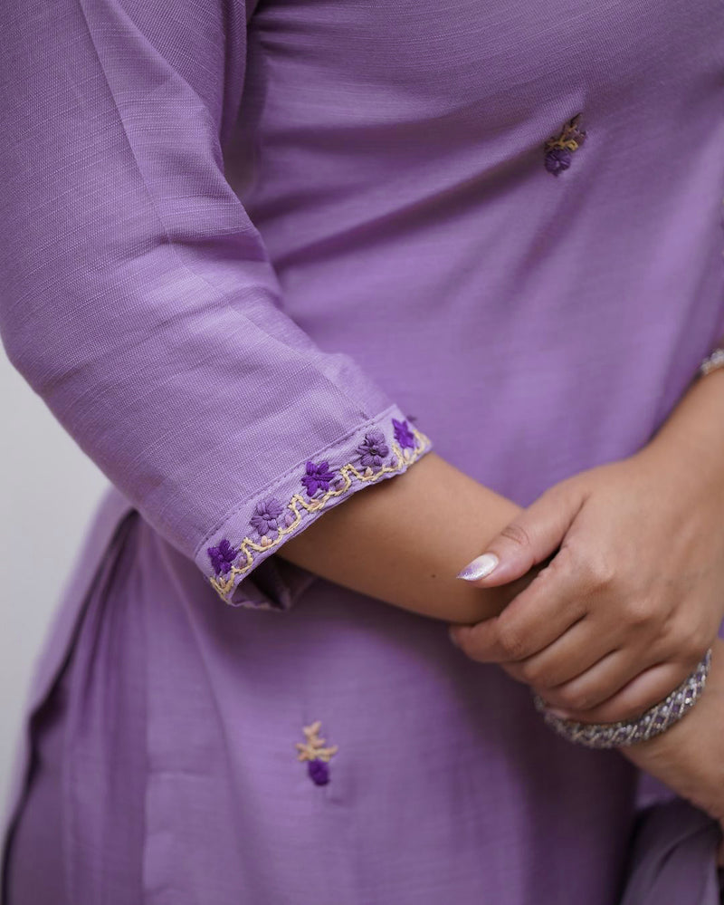 Embroidered Rayon Kurti Set with Printed Chanderi Dupatta– by QueenVastra