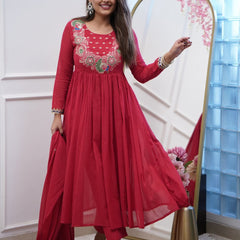 Chanderi Silk Kurta Set with Dupatta– by QueenVastra