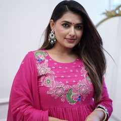 Chanderi Silk Kurta Set with Dupatta– by QueenVastra