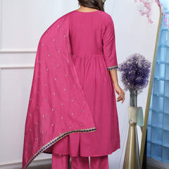 Chanderi Silk Kurta Set with Dupatta– by QueenVastra