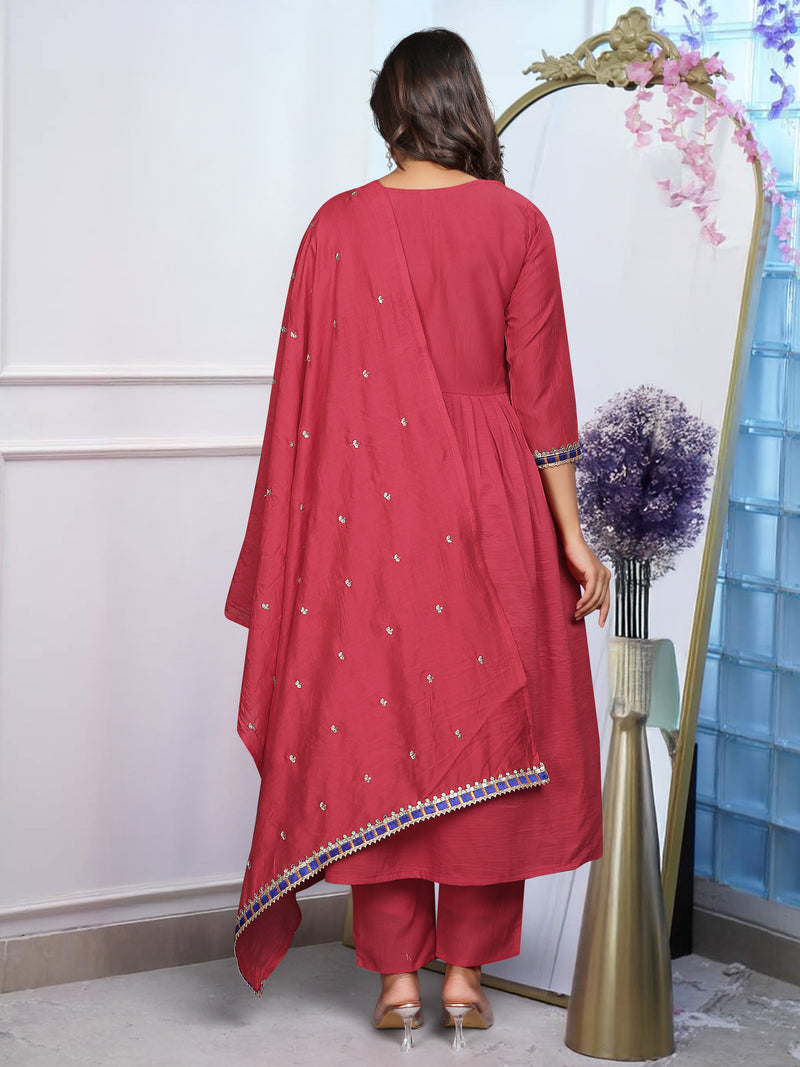 Chanderi Silk Kurta Set with Dupatta– by QueenVastra