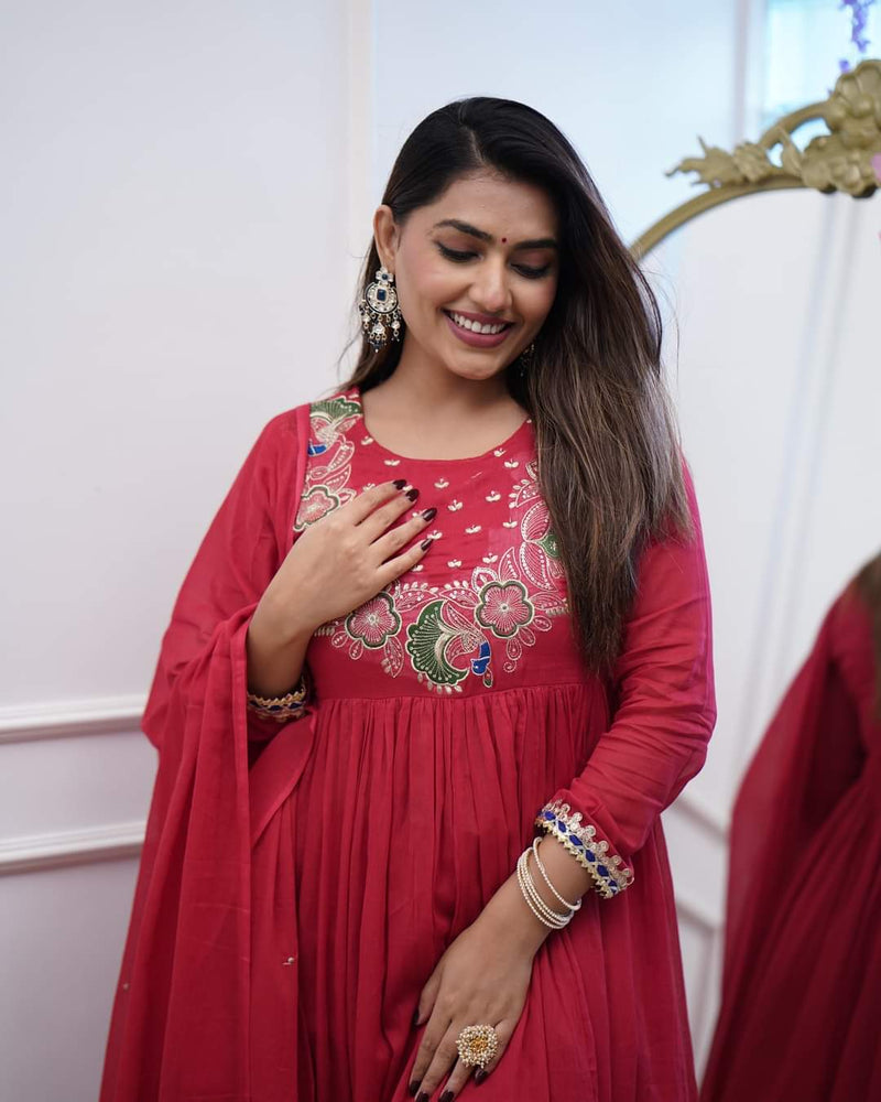 Chanderi Silk Kurta Set with Dupatta– by QueenVastra