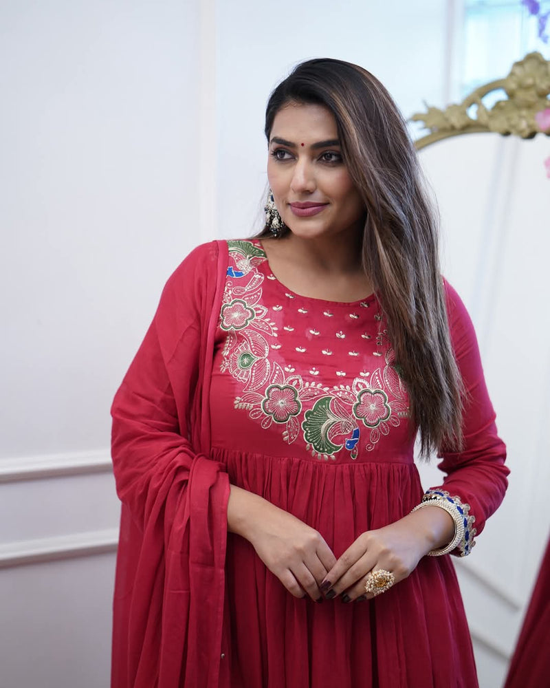 Chanderi Silk Kurta Set with Dupatta– by QueenVastra