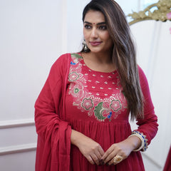 Chanderi Silk Kurta Set with Dupatta– by QueenVastra