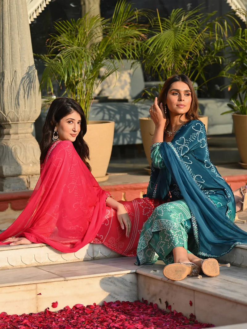 Ethereal Elegance – Silk Kurta Set with Attached Dupatta– by QueenVastra