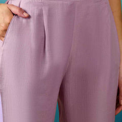 Lavender Bitaliyan Zari Sequence Gota Work Embroidered A-Line Kurta Set– by QueenVastra