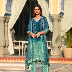 Ethereal Elegance – Silk Kurta Set with Attached Dupatta– by QueenVastra