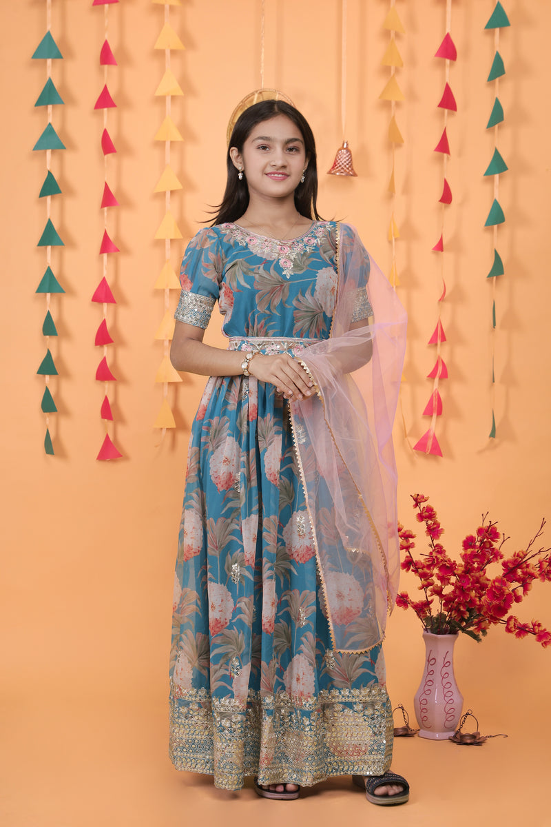 New Designer Heavy Fox Georgette Gownn OC-152 Blue