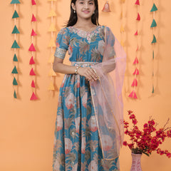 New Designer Heavy Fox Georgette Gownn OC-152 Blue