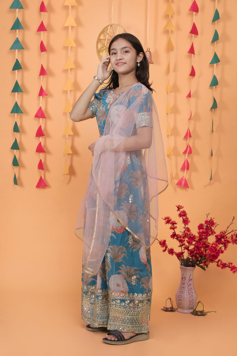 New Designer Heavy Fox Georgette Gownn OC-152 Blue