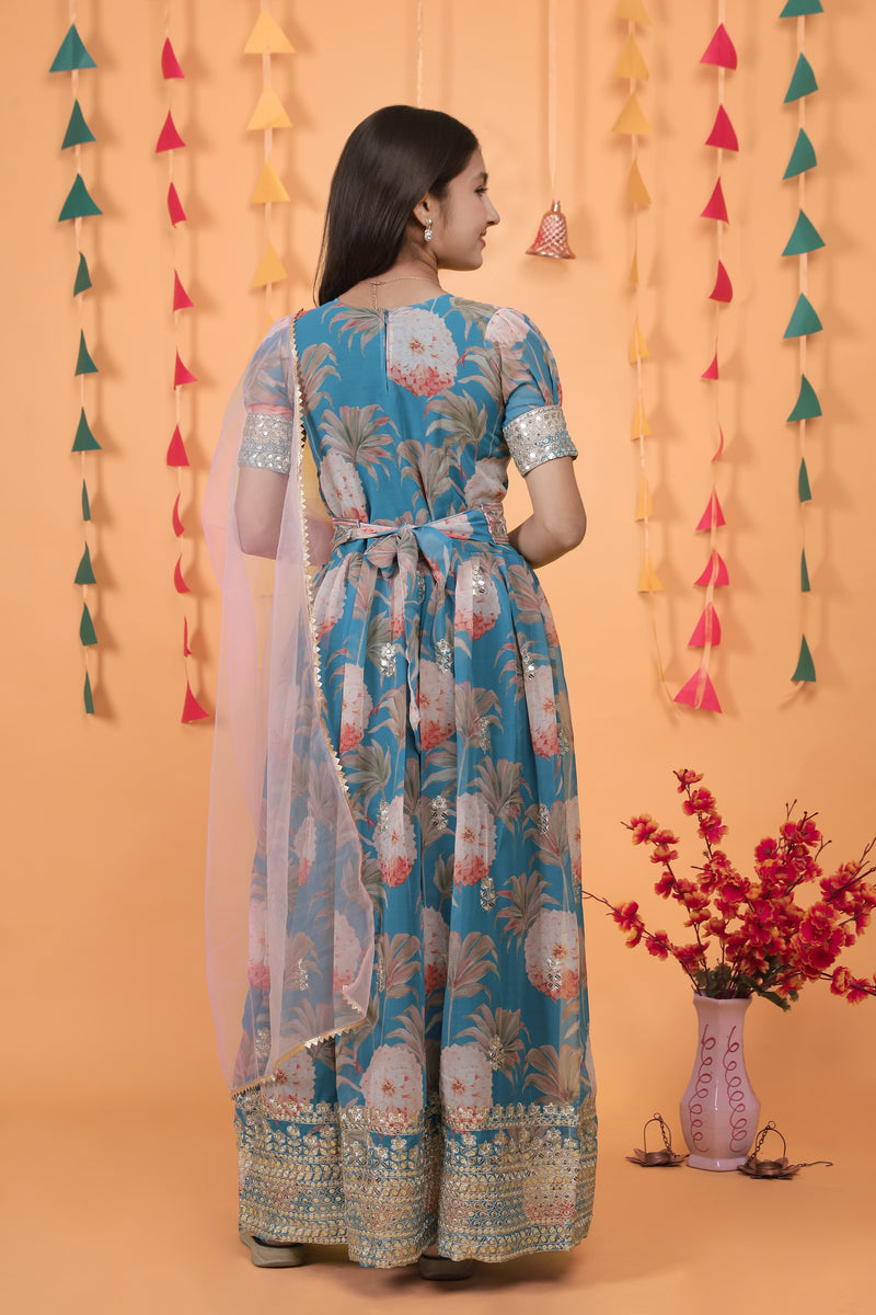 New Designer Heavy Fox Georgette Gownn OC-152 Blue