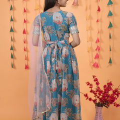 New Designer Heavy Fox Georgette Gownn OC-152 Blue