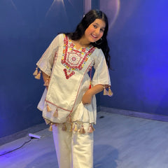 Pure Khadi Cottan With Real Mirror Work Top-Plazzo Ready To Wear OC-225