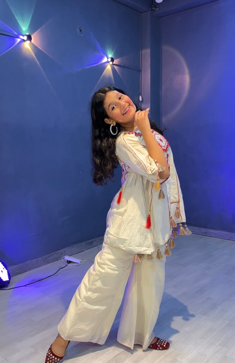 Pure Khadi Cottan With Real Mirror Work Top-Plazzo Ready To Wear OC-225