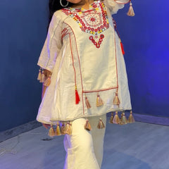 Pure Khadi Cottan With Real Mirror Work Top-Plazzo Ready To Wear OC-225