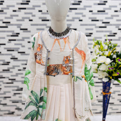 HEAVY CHINON SILK GOWNN AND KOTI SET WITH DIGITAL PRINT WORK OC-183