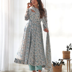 PURE SOFT ORGANZA ANARKALI SUIT SET WITH FULLY STITCHED DKB-262