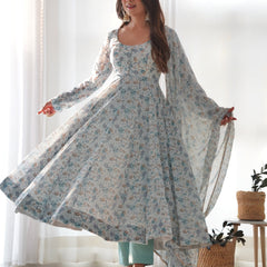 PURE SOFT ORGANZA ANARKALI SUIT SET WITH FULLY STITCHED DKB-262