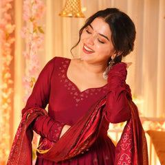 Madhuri's Premium Cotton Anarkali Suit Set With Plazzo