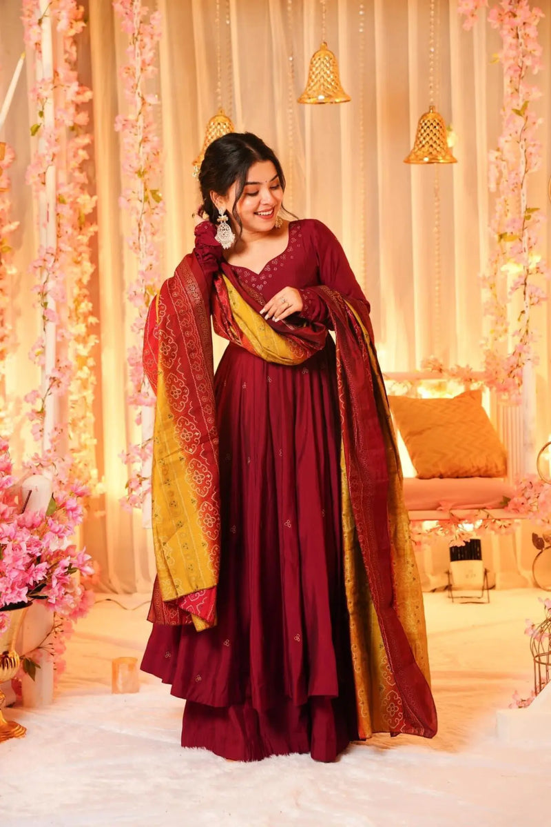 Madhuri's Premium Cotton Anarkali Suit Set With Plazzo